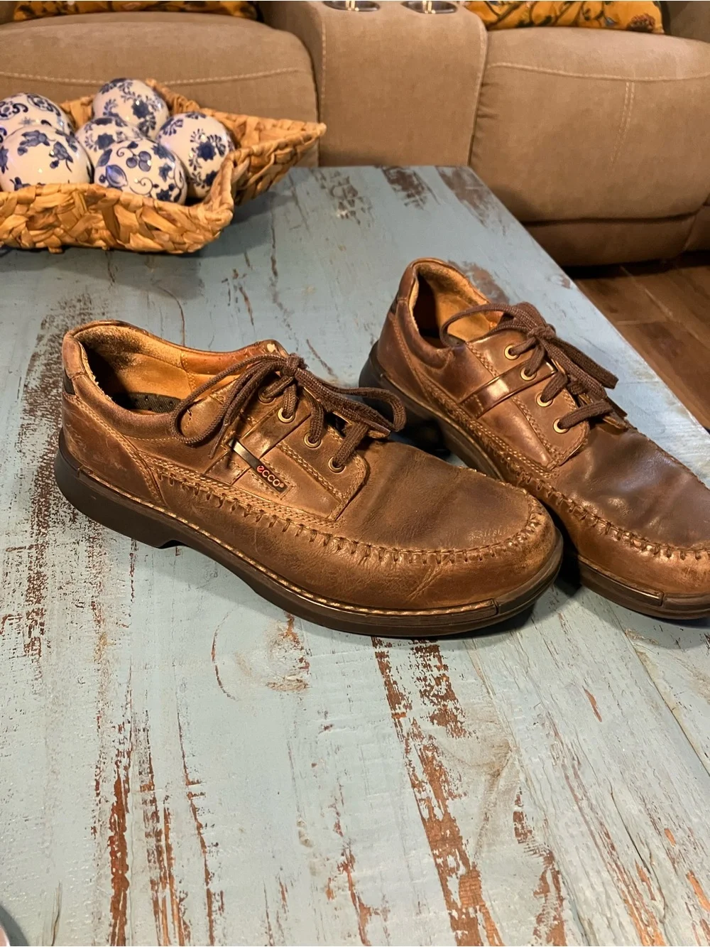 Ecco Men's Brown Leather Boat Shoes (11-11.5)